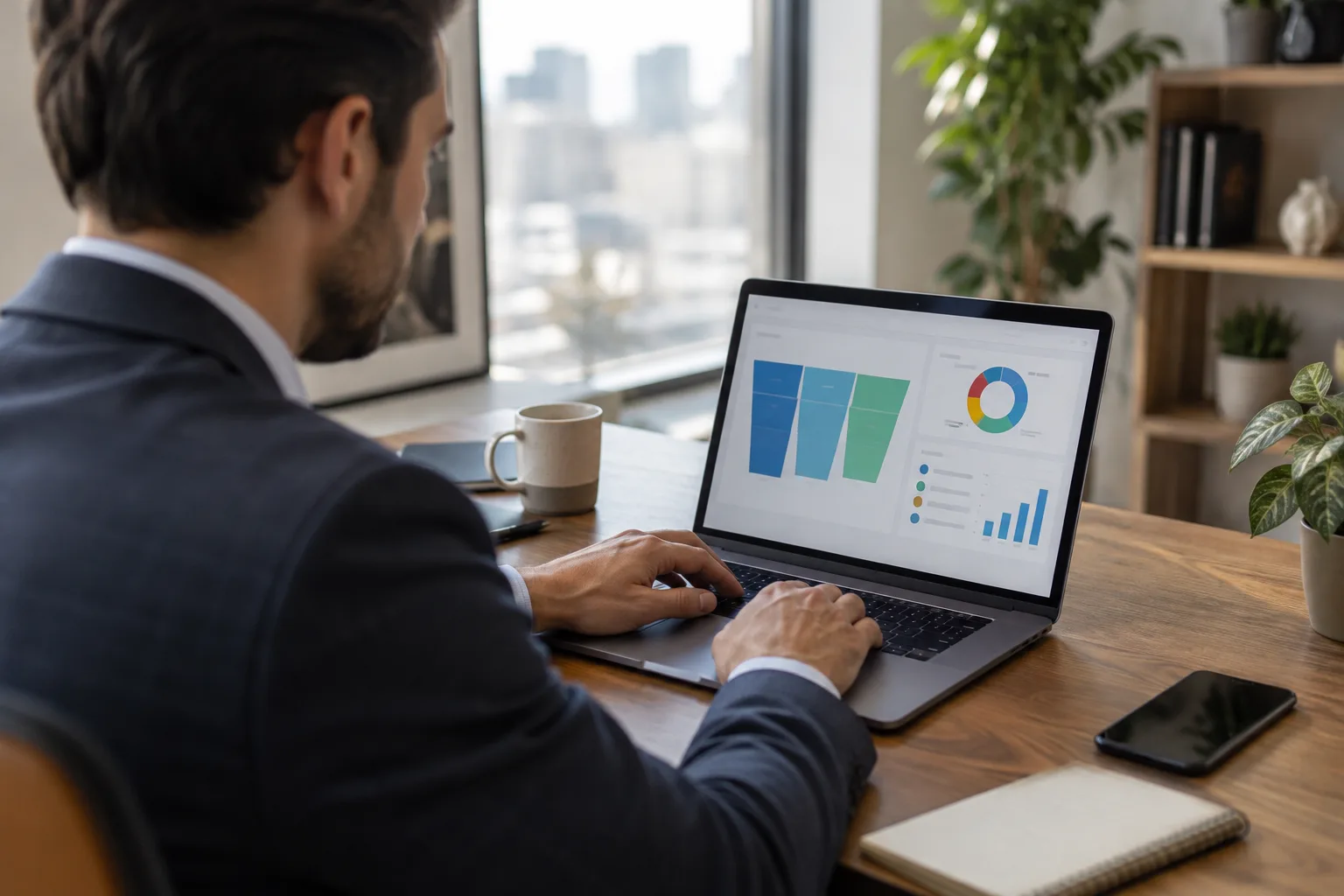 A person looking at a CRM dashboard displaying a sales pipeline on a laptop screen.