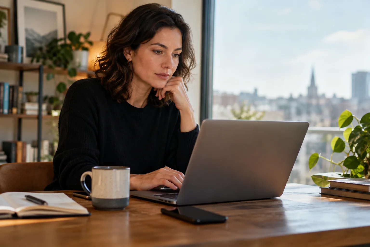 A professional sitting at a laptop reviewing their LinkedIn outreach activity