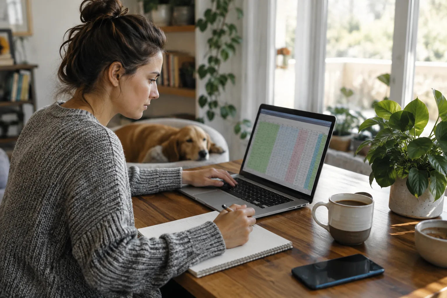 A person logging test results into a spreadsheet at a desk.