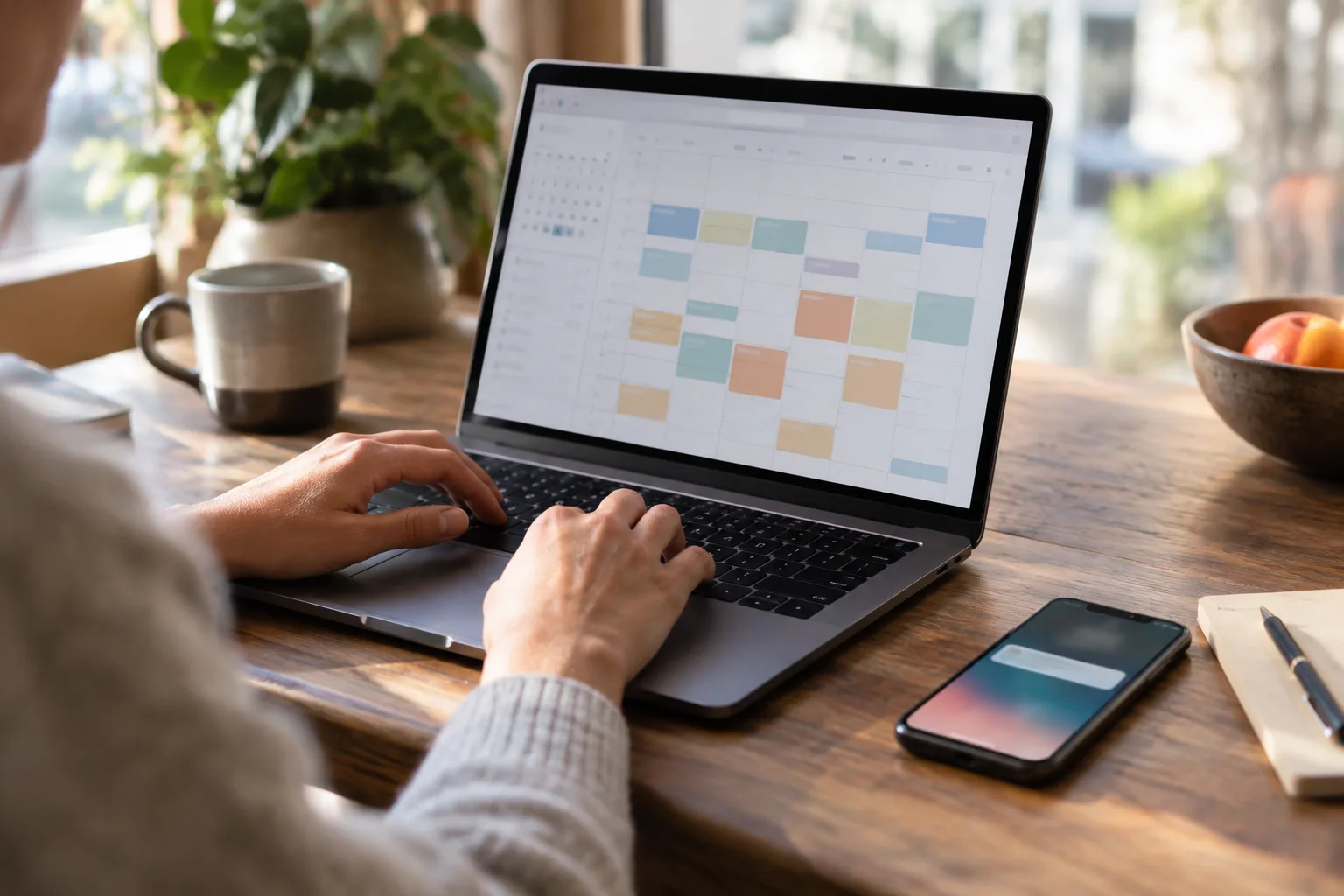 A person scheduling an interview using an online booking link on a laptop.